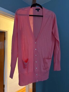 J. Crew Pink Lightweight V-Neck Button Cardigan